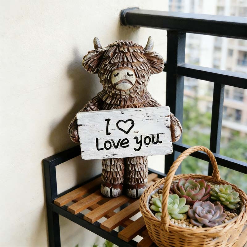 I Love You Highland Cow Statue – A Heartwarming Keepsake for Someone Special 🐂❤️
