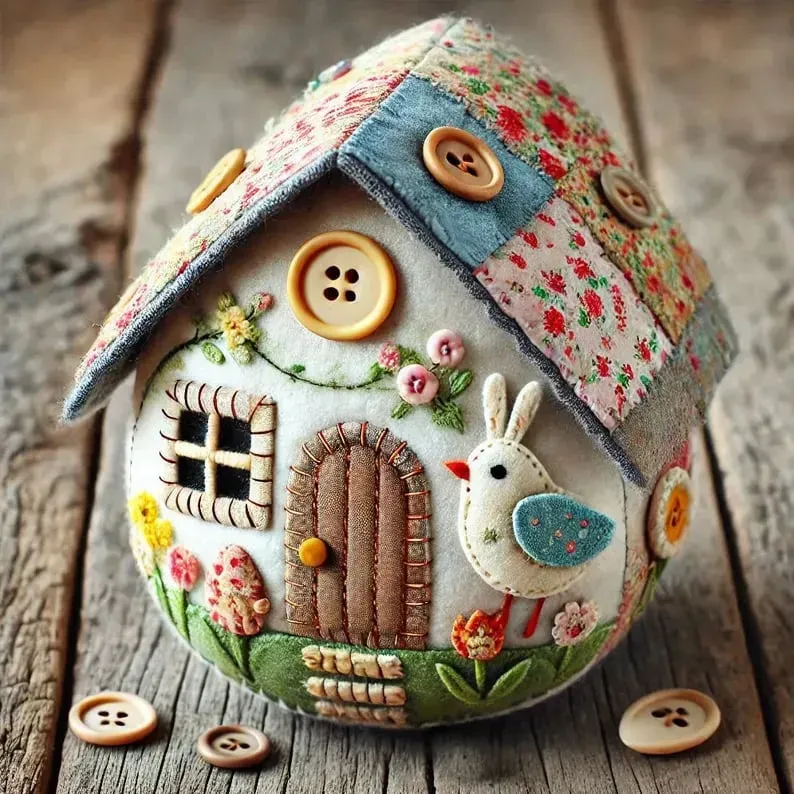 🏡 Hot sale 50% 🥚 Patchwork Felt Egg House DIY Kit