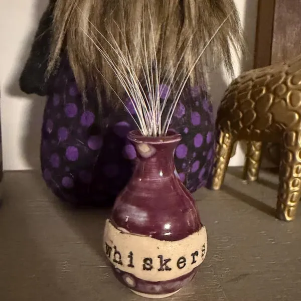 Hand-Thrown Whiskers Keepsake Vase - Purple Speckled