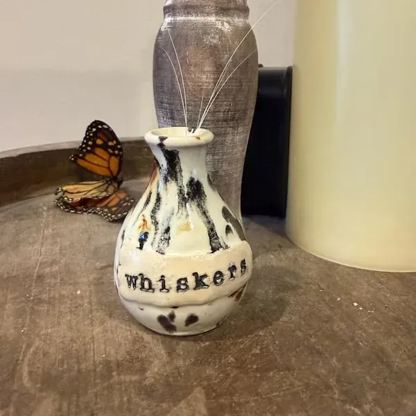 Hand-Thrown Whiskers Keepsake Vase - Purple Speckled