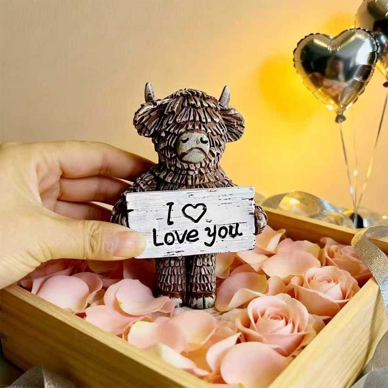 I Love You Highland Cow Statue – A Heartwarming Keepsake for Someone Special 🐂❤️