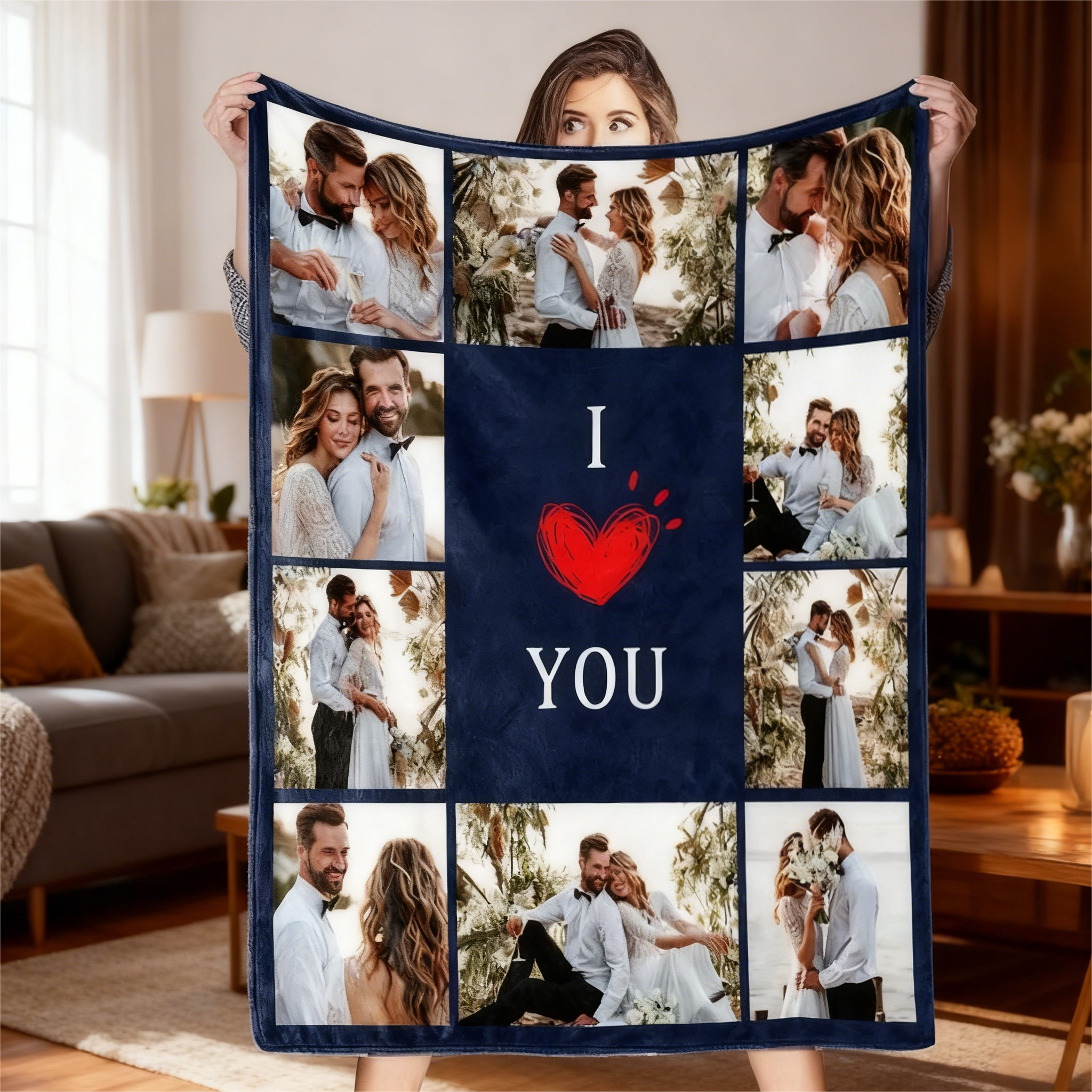 Custom Blanket With 10 Photos Personalized Picture Throw Blanket