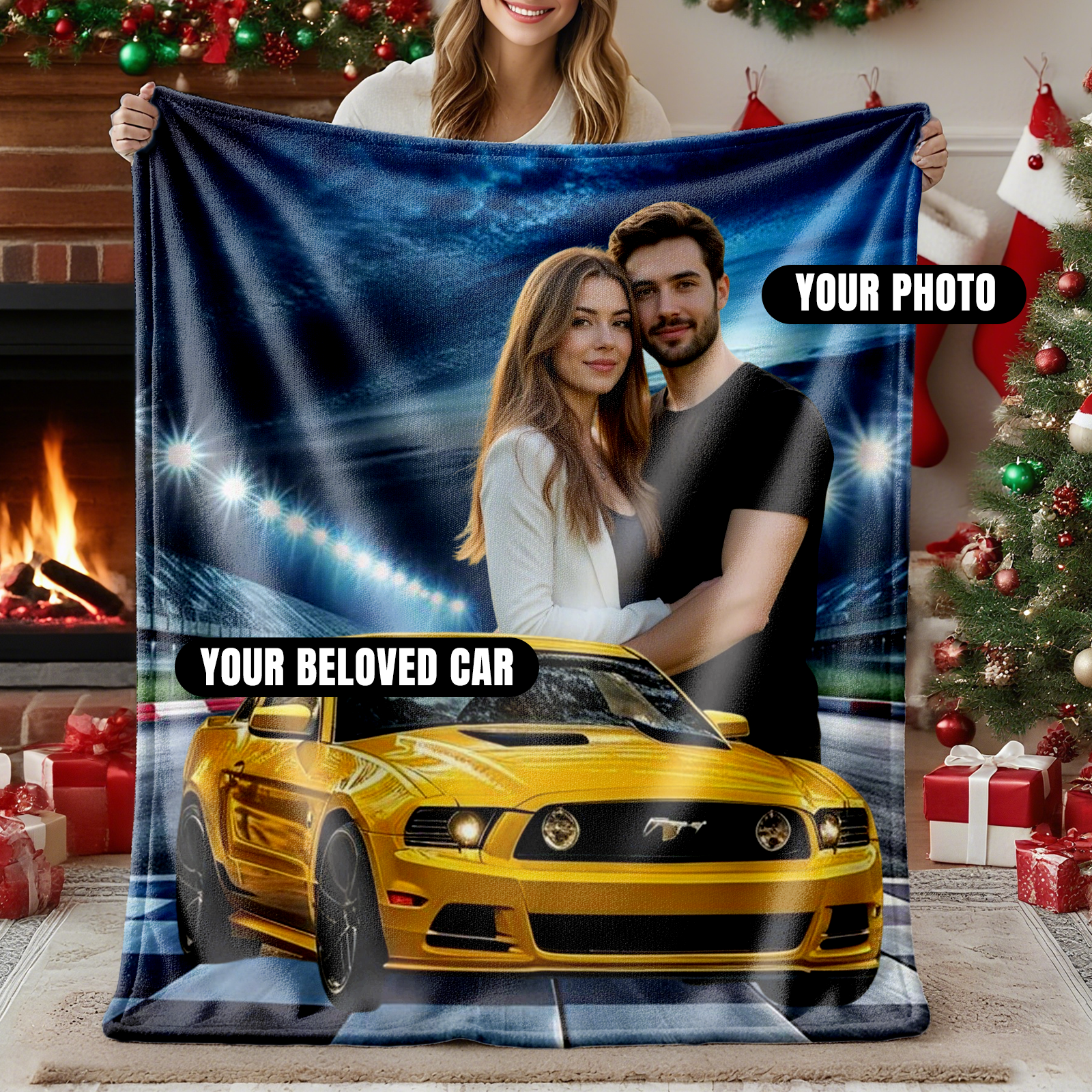 Custom Car Photo Blanket Couple Photo Blanket