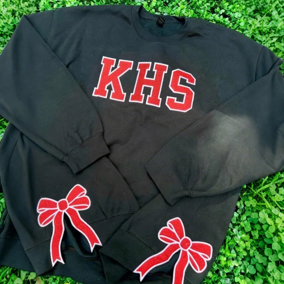 Personalized Embroidered Team Side Bow Glitter Sweatshirt