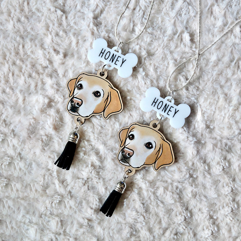 1 Pet - Rear View Mirror Charm | Custom Hand Painted Pet Portrait | Dog | Cat