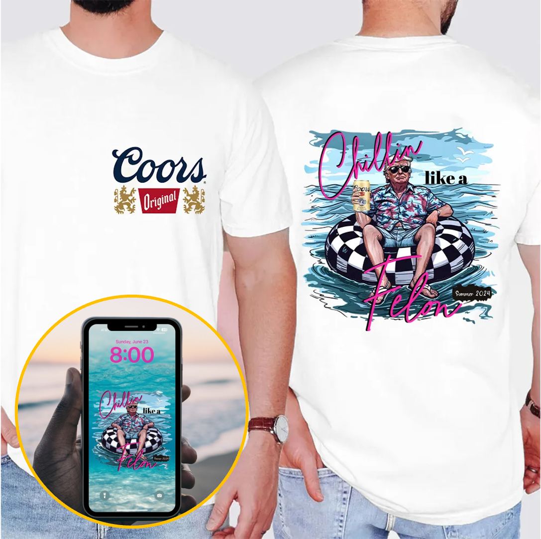 Hot Drinking Coors Chillin Like A Felon Summer 2024, Retro Quirky with Character Shirt
