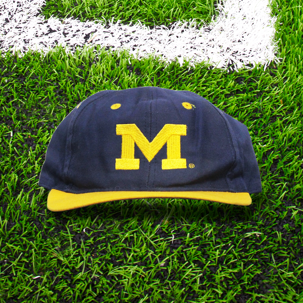 Vintage Distressed 90s UM University Of Michigan Wolverines Football NCAA College Snapback Hat Baseball Cap