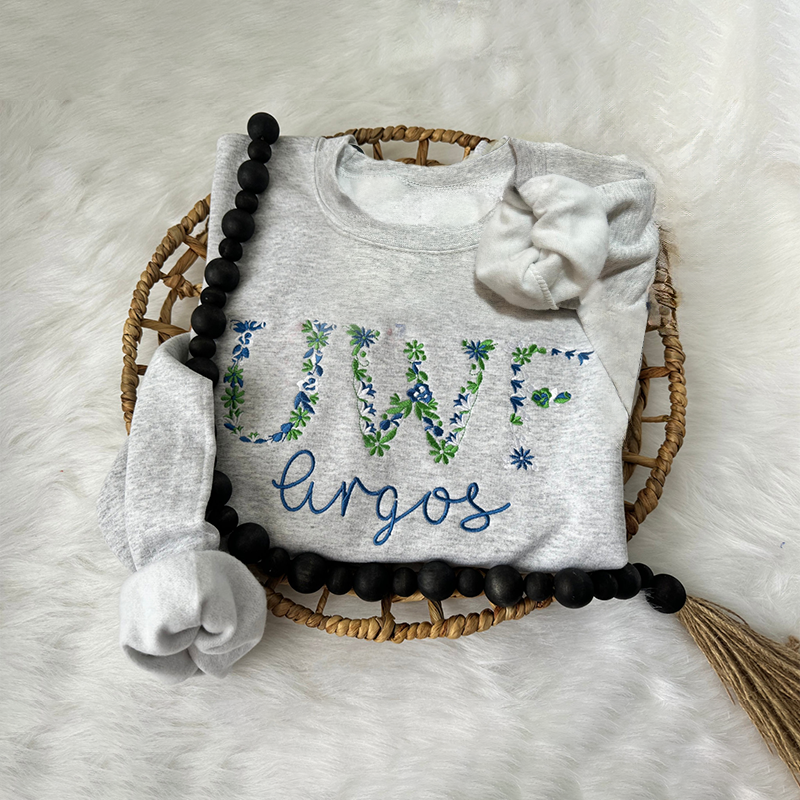 Custom College Sweatshirts || Personalized Floral Embroidery || Trendy University Name Designs