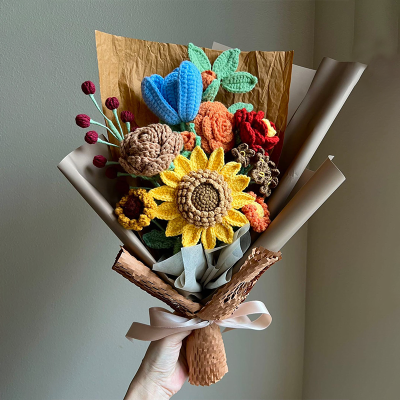Handmade Crochet Flower Bouquet – Sunflowers, Perfect Christmas or Birthday Gift for Her