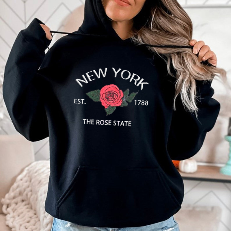 CUSTOM EMBROIDERED NEW YORK FLOWER SWEATSHIRT