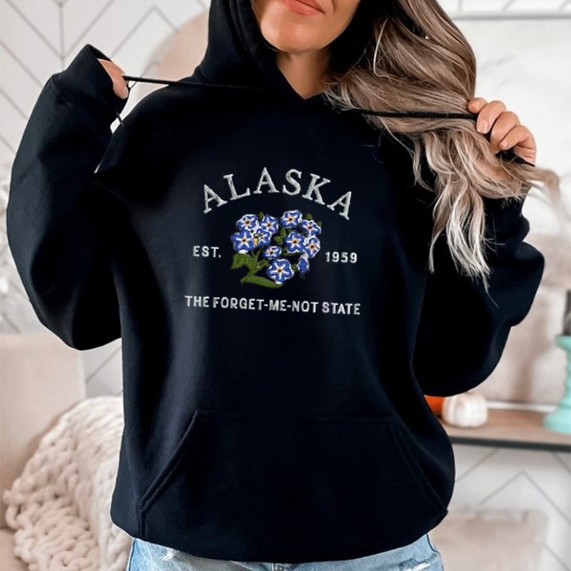 CUSTOM EMBROIDERED ALASKA FLOWER SWEATSHIRT