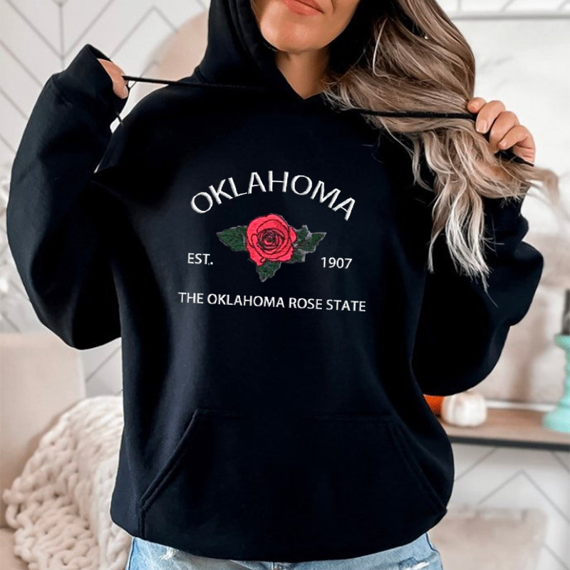 CUSTOM EMBROIDERED OKLAHOMA FLOWER SWEATSHIRT