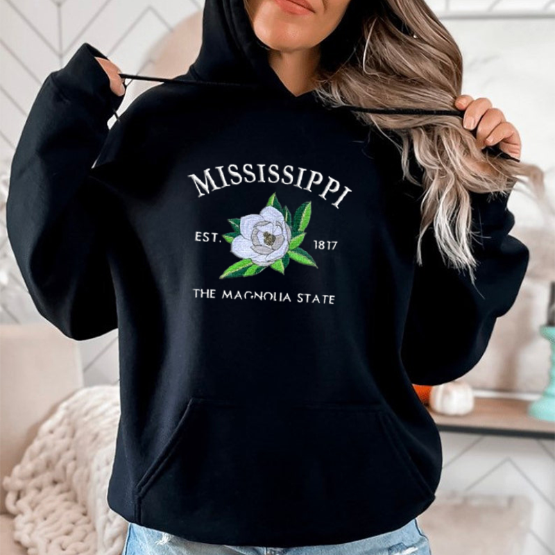 CUSTOM EMBROIDERED MISSISSIPPI FLOWER SWEATSHIRT