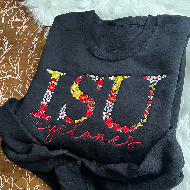 Custom Embroidered Floral College Sweatshirts || Personalized College Name Sweatshirt || Stylish Floral College Designs