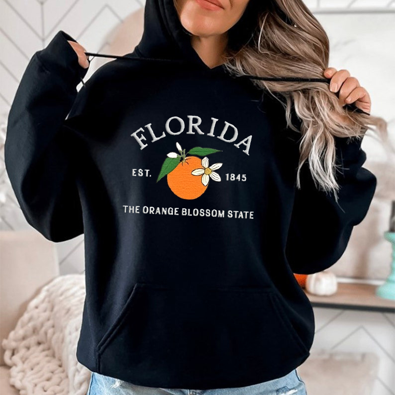 CUSTOM EMBROIDERED FLORIDA FLOWER SWEATSHIRT