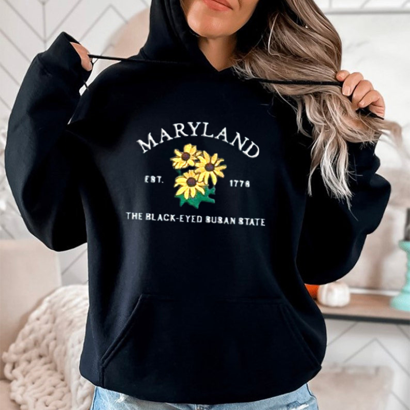 CUSTOM EMBROIDERED MARYLAND FLOWER SWEATSHIRT