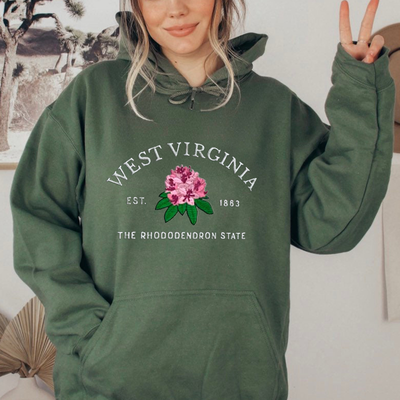CUSTOM EMBROIDERED WEST VIRGINIA FLOWER SWEATSHIRT