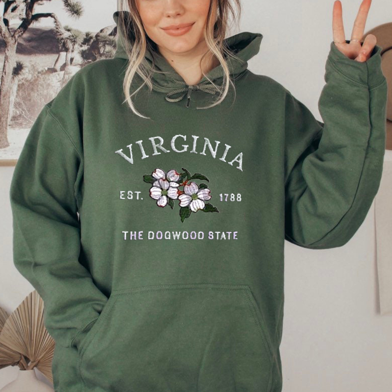 CUSTOM EMBROIDERED VIRGINIA FLOWER SWEATSHIRT