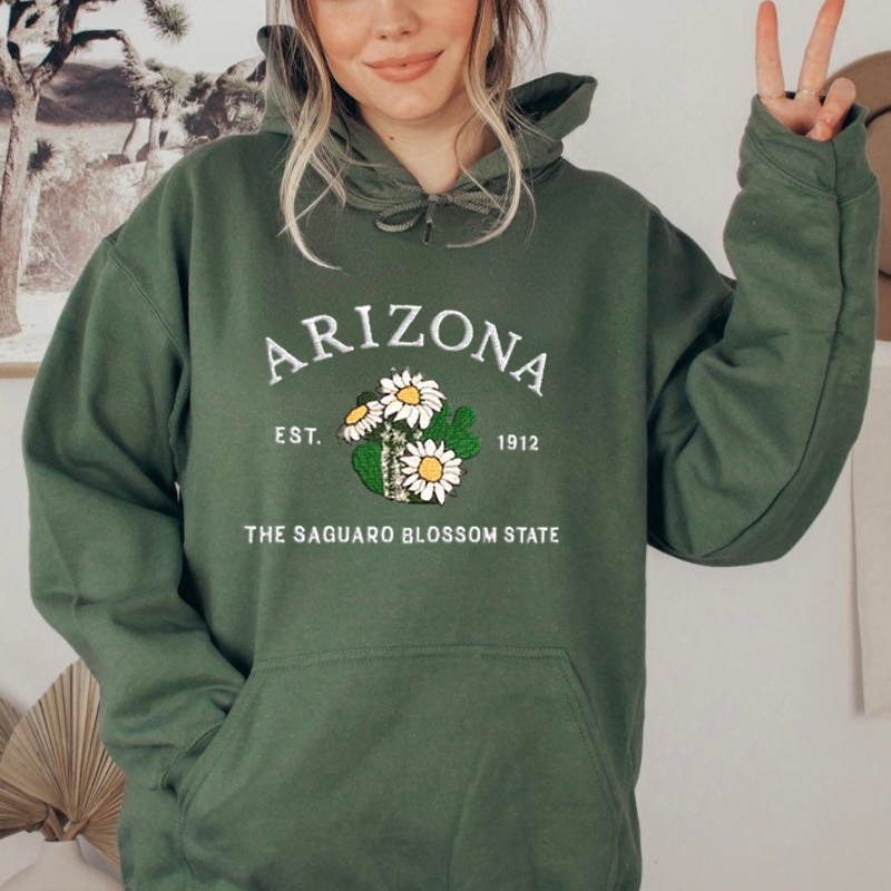 CUSTOM EMBROIDERED ARIZONA FLOWER SWEATSHIRT