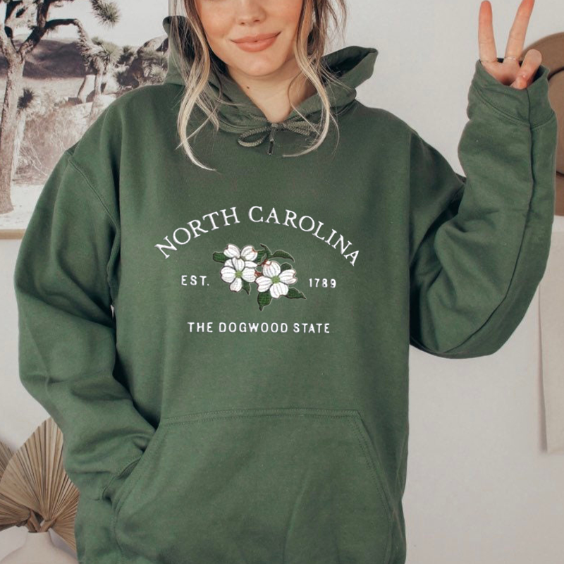CUSTOM EMBROIDERED NORTH CAROLINA FLOWER SWEATSHIRT