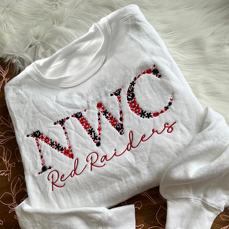 Custom Embroidered Floral Collegiate Sweatshirts || Floral Lettering || College Name Sweatshirt || Embroidered Floral College Names