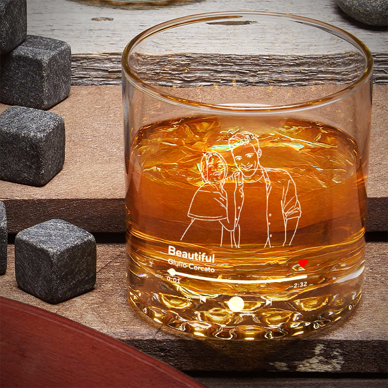 Custom Photo Whiskey Glass: Engraved Favorite Music Song Glass