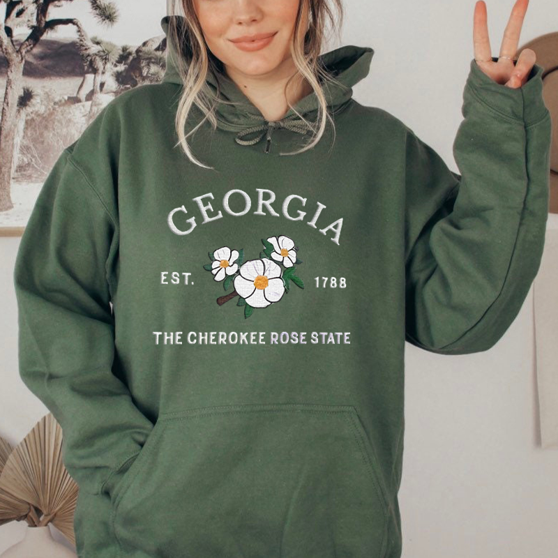CUSTOM EMBROIDERED GEORGIA FLOWER SWEATSHIRT
