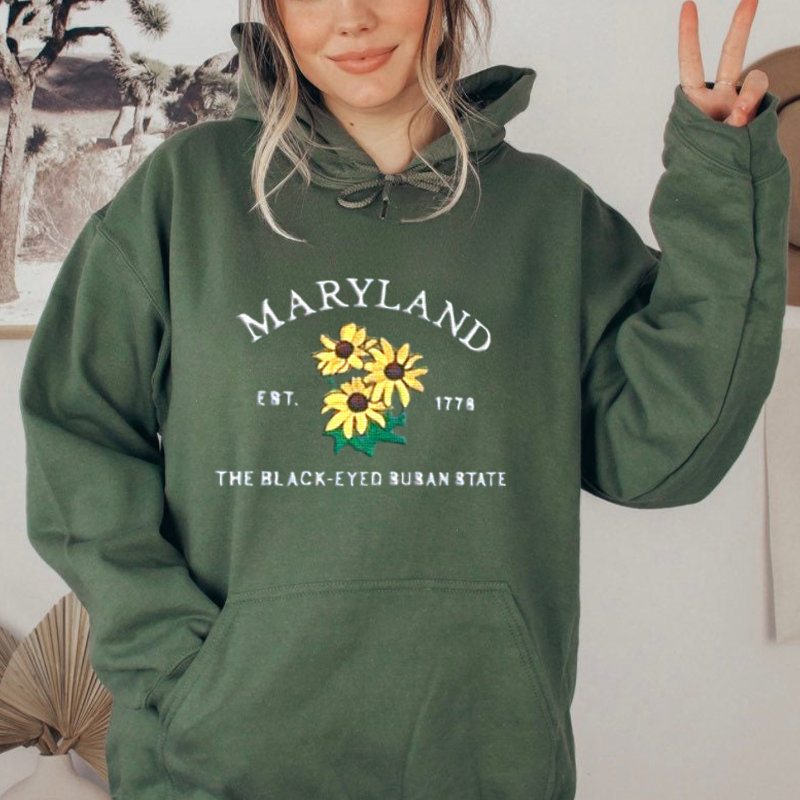CUSTOM EMBROIDERED MARYLAND FLOWER SWEATSHIRT