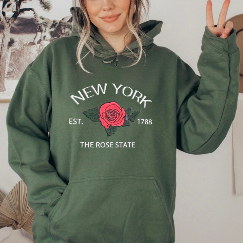 CUSTOM EMBROIDERED NEW YORK FLOWER SWEATSHIRT