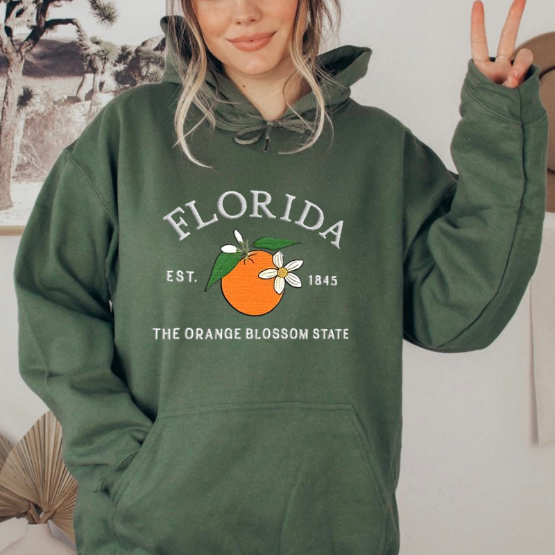 CUSTOM EMBROIDERED FLORIDA FLOWER SWEATSHIRT