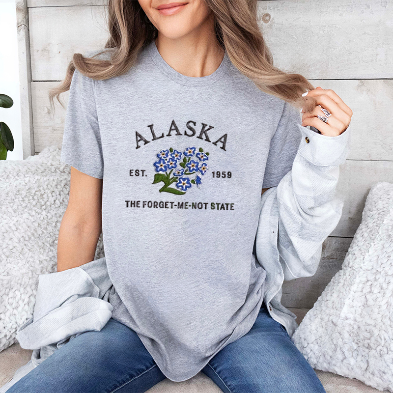 CUSTOM EMBROIDERED ALASKA FLOWER SWEATSHIRT