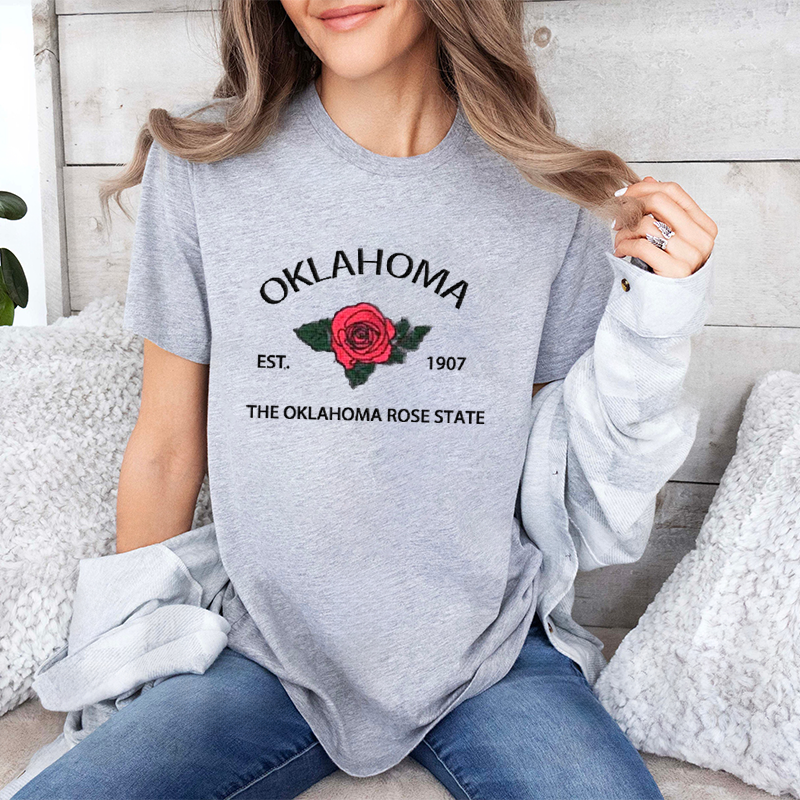 CUSTOM EMBROIDERED OKLAHOMA FLOWER SWEATSHIRT