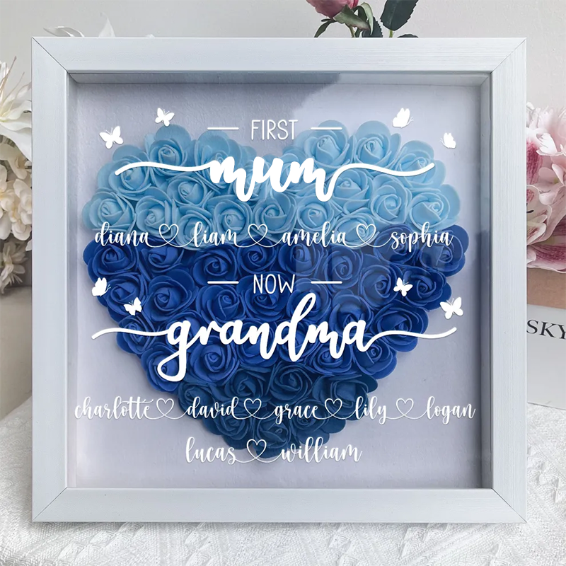 First daughter Now mom - Personalized Flower Shadow Box
