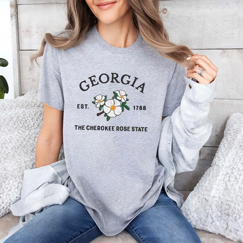 CUSTOM EMBROIDERED GEORGIA FLOWER SWEATSHIRT