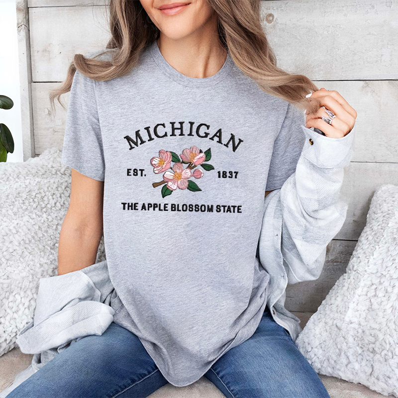 CUSTOM EMBROIDERED MICHIGAN FLOWER SWEATSHIRT