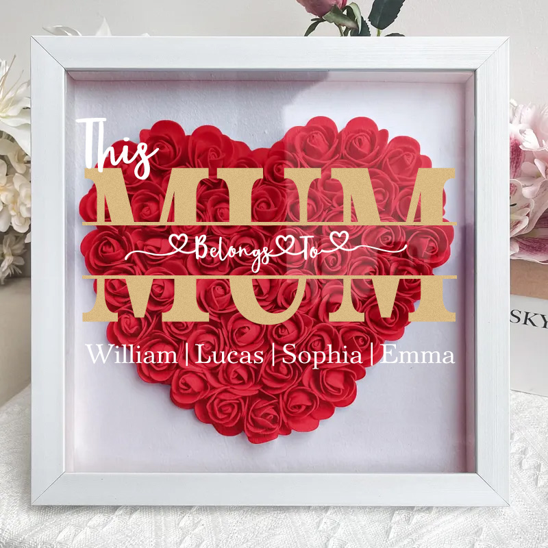 'This MUM/MOM Belongs to' Personalized Flower Shadow Box Custom Name &