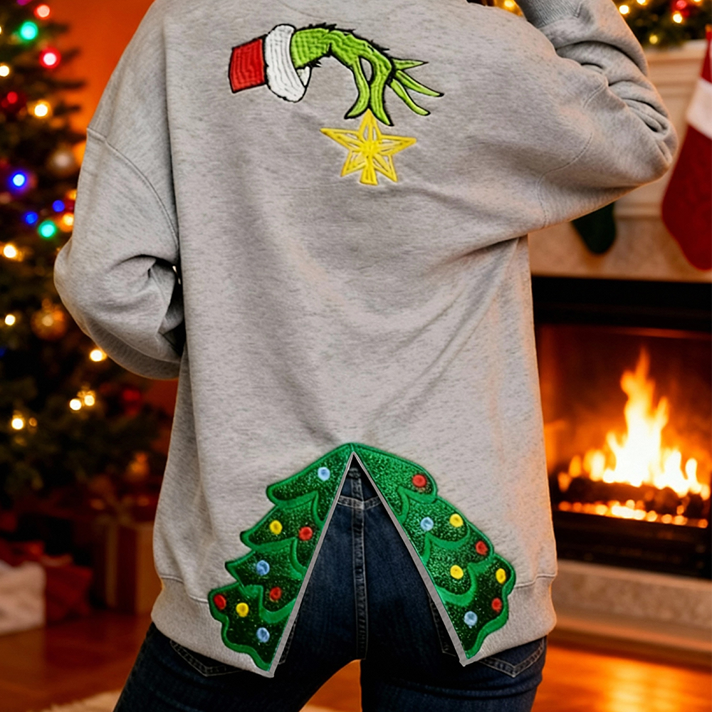  Grinchy Christmas Cut-out Sweatshirt