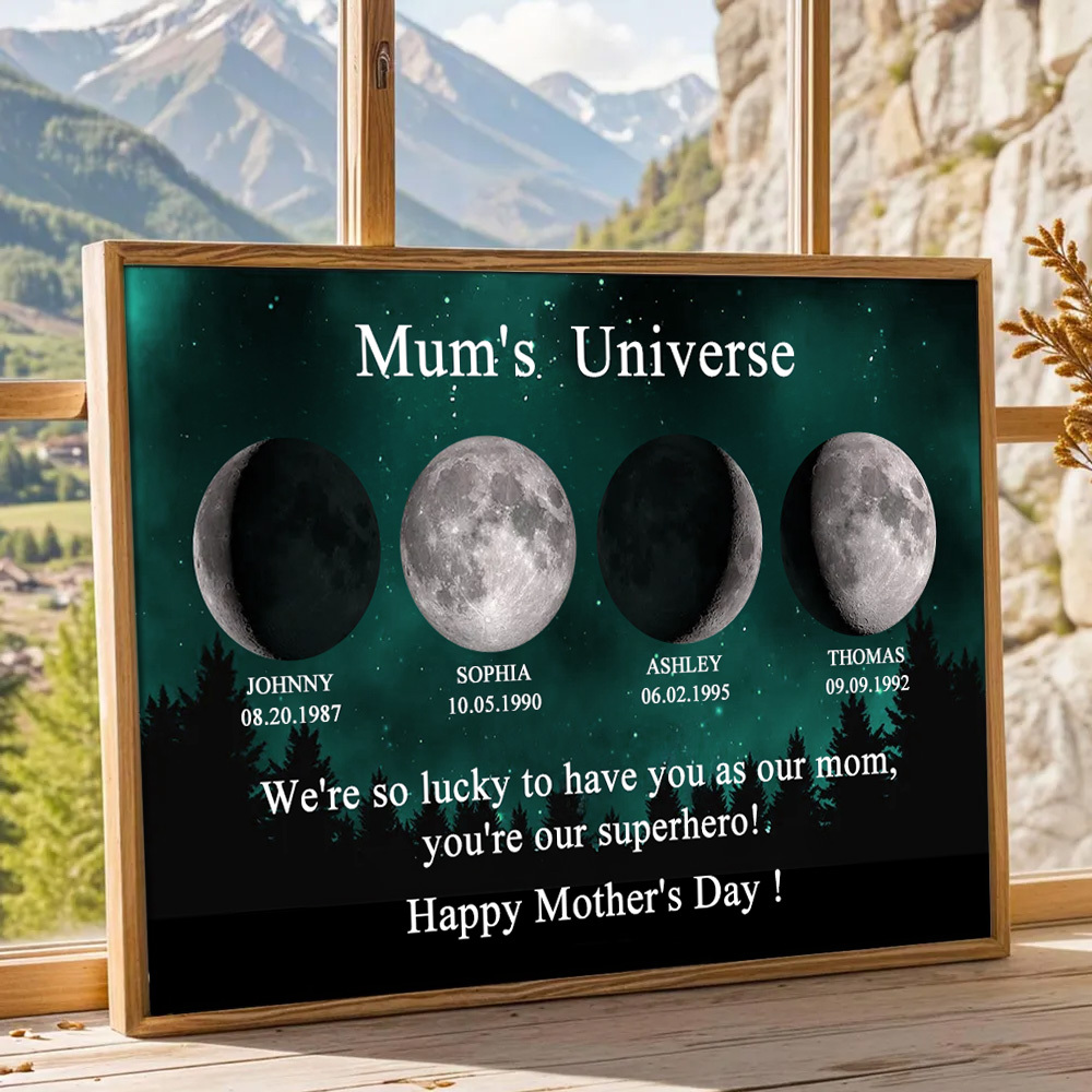 Galaxy Night Mum's Universe Custom Birth Moon Phase Personalized Frame