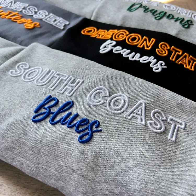 Custom 3D PUFF Embroidery College Team Sweatshirt