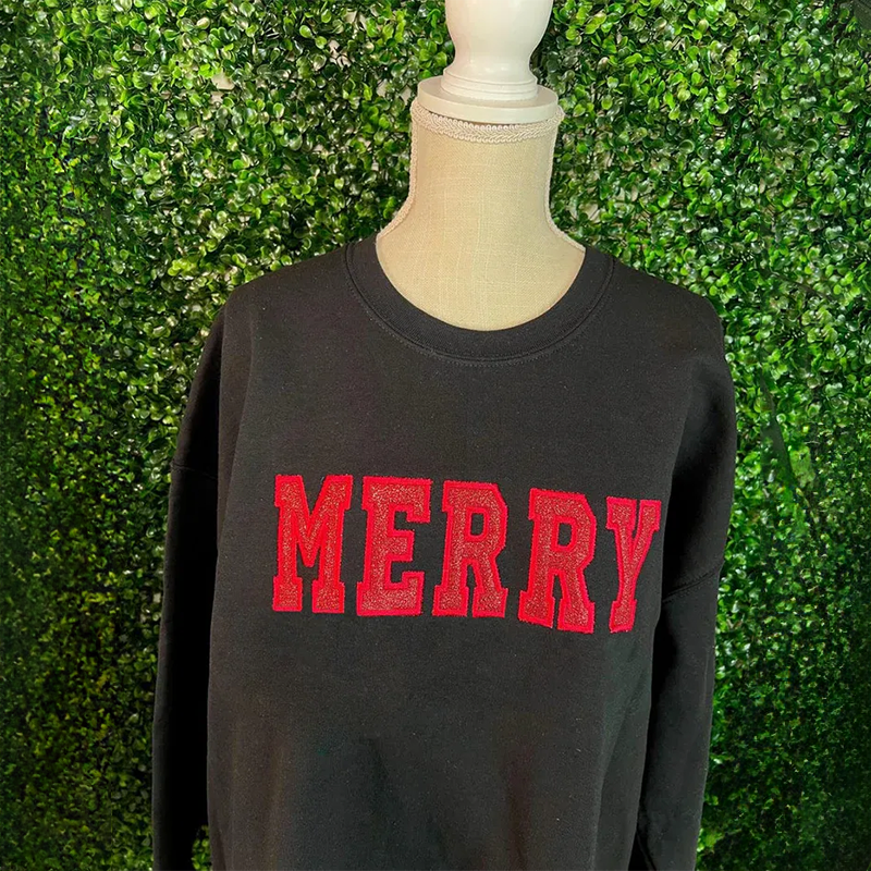 Personalized Embroidered Team Side Bow Glitter Sweatshirt