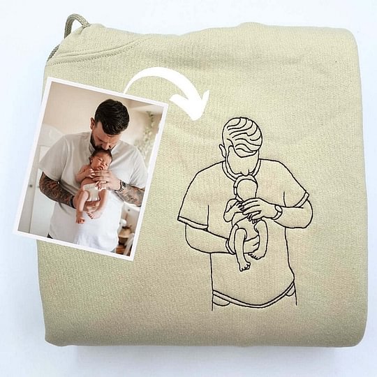 Unique Personalized Embroidered Portrait Sweatshirt Gift for Dad