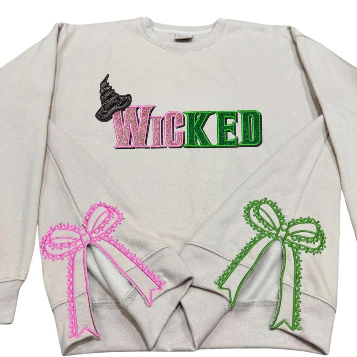 Custom Wicked Glitter Side Bow Embroidered Sweatshirt