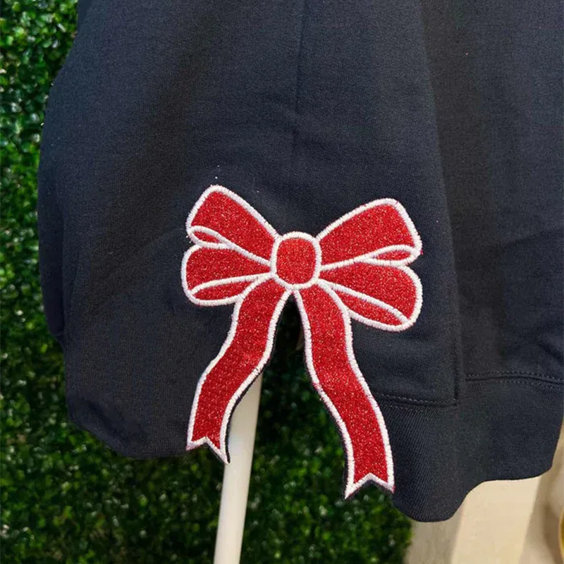 Personalized Embroidered Team Side Bow Glitter Sweatshirt