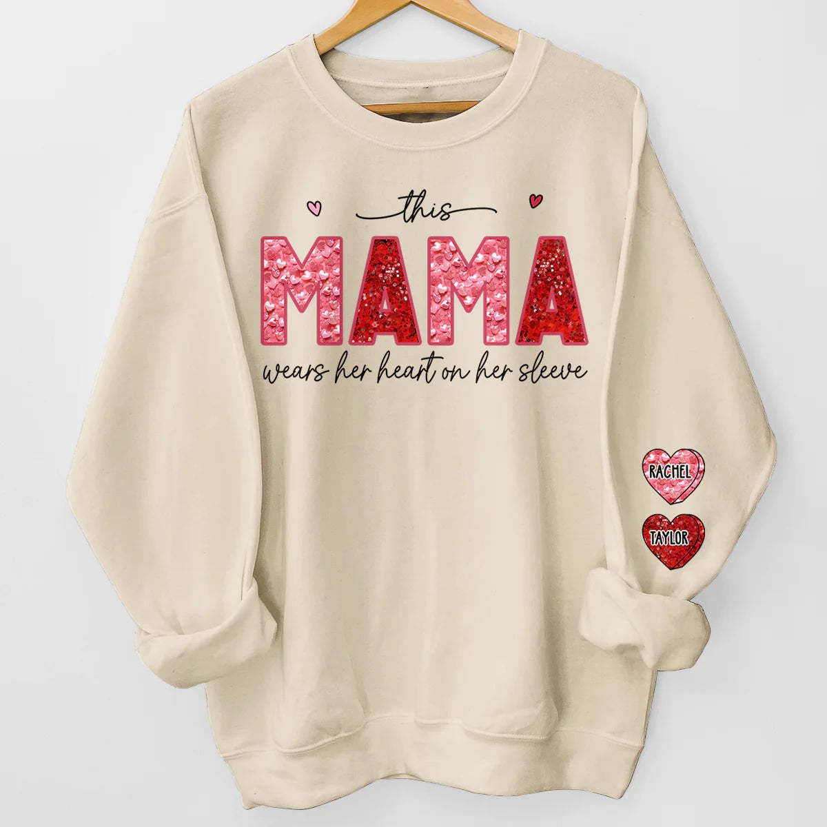 Best Grandma In My Heart - Family Personalized Custom Unisex Sweatshirt With Design On Sleeve