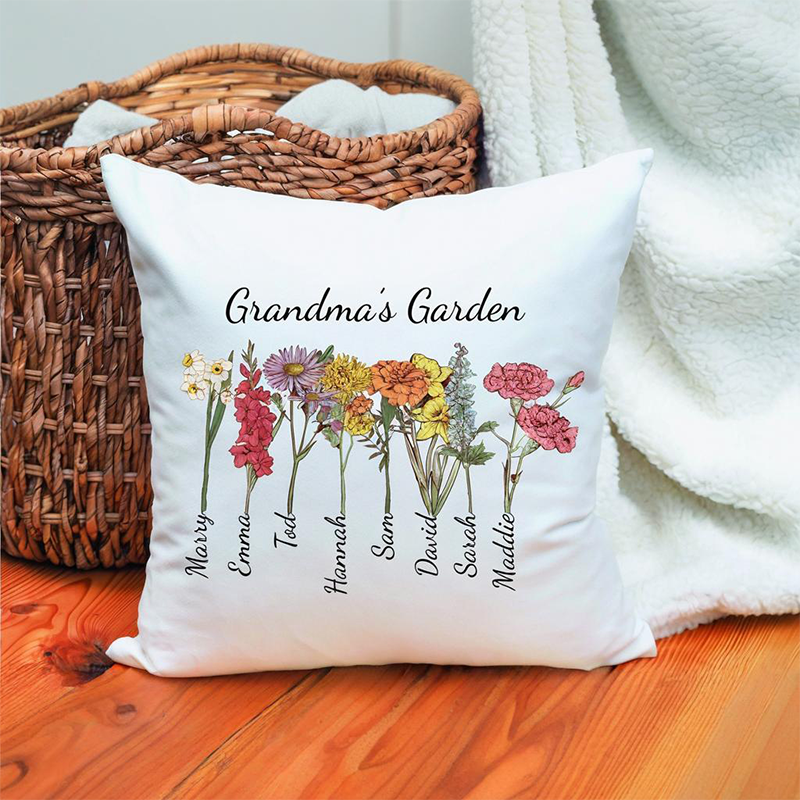  Mom/Grandma's Garden Birth Month Flower Pillow
