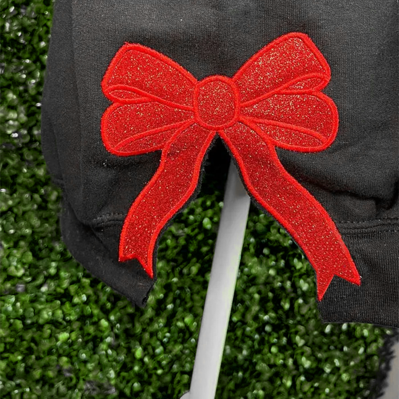 Personalized Embroidered Team Side Bow Glitter Sweatshirt