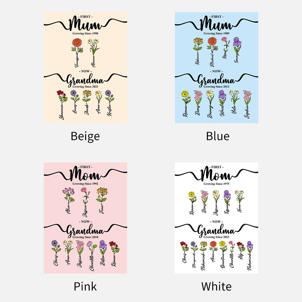 50%OFF⭐️First Mom Now Grandma's Garden Names Birth Flower Blanket