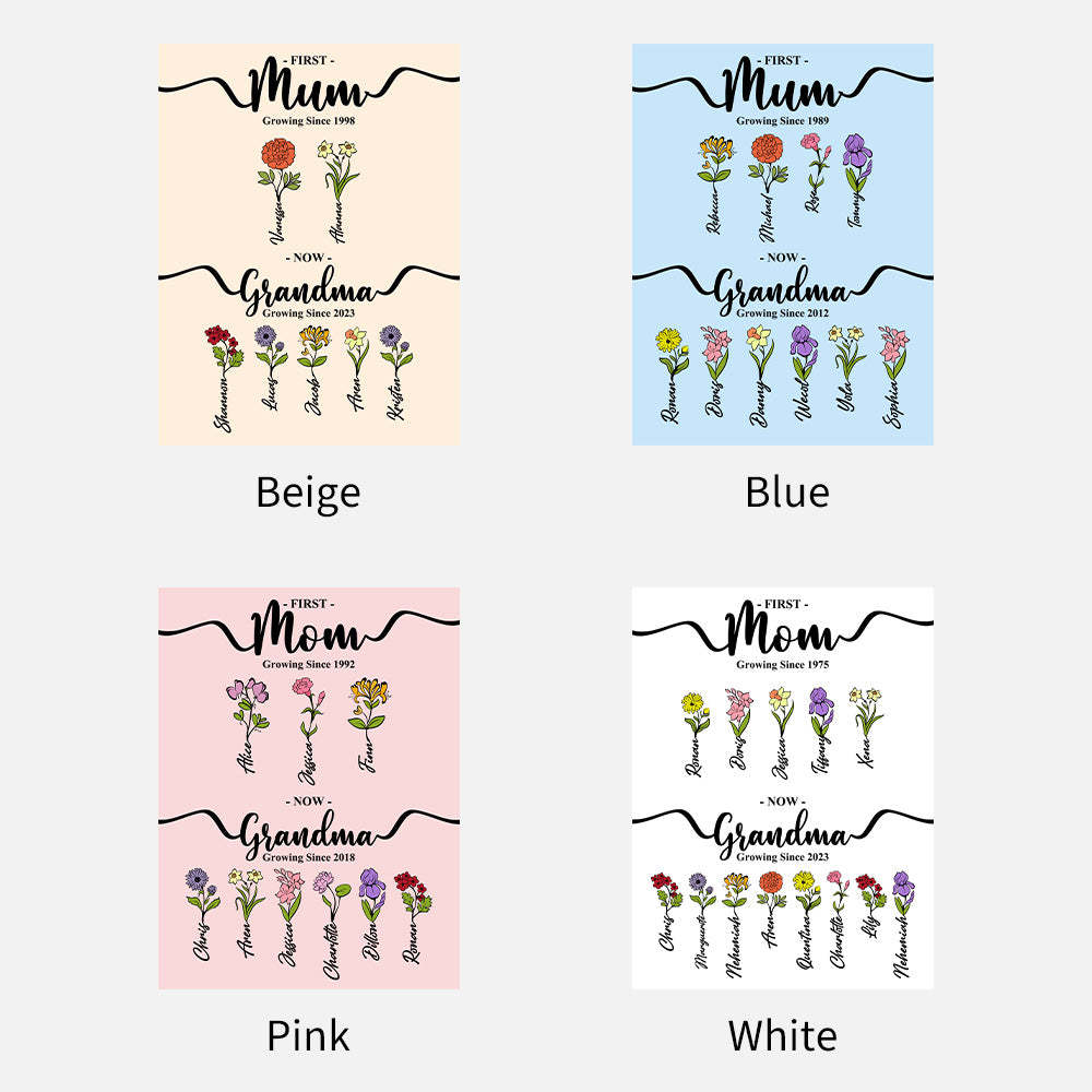 50%OFF⭐️First Mom Now Grandma's Garden Names Birth Flower Blanket