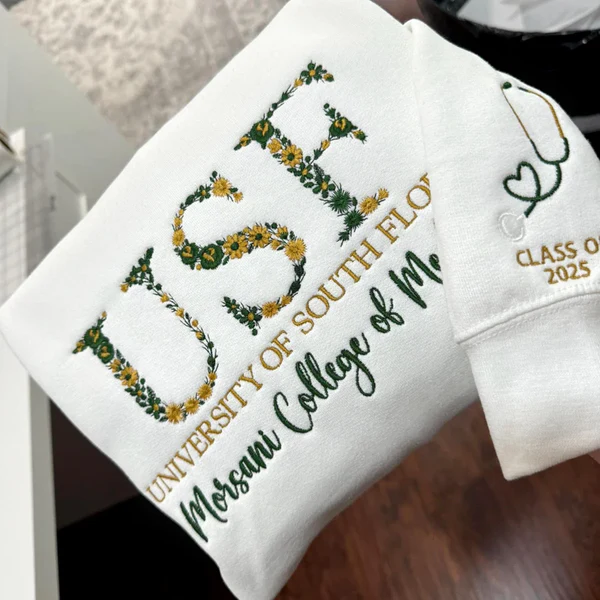 Custom Floral College Team Embroidered Sweatshirt & tshirt 