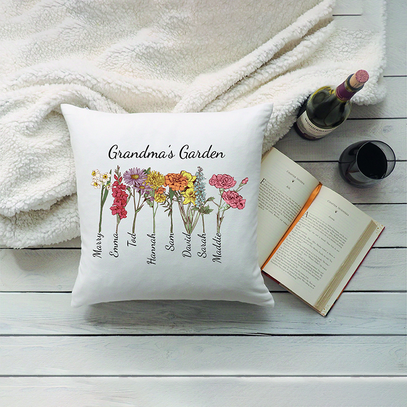  Mom/Grandma's Garden Birth Month Flower Pillow